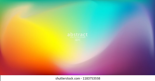 Abstract blurred gradient mesh background bright rainbow colors. Colorful smooth soft banner template. Creative vibrant vector illustration