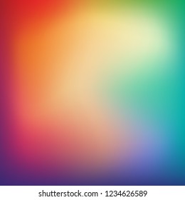 Abstract blurred gradient mesh background in rainbow colors. Smooth banner template. Easy editable soft colored vector illustration. 