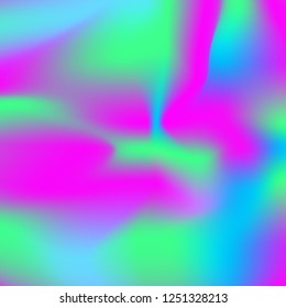 Abstract blurred gradient mesh background. Luminescent pink, blue and green trend background colors. Vector neon color mesh background. Colorful smooth banner template.