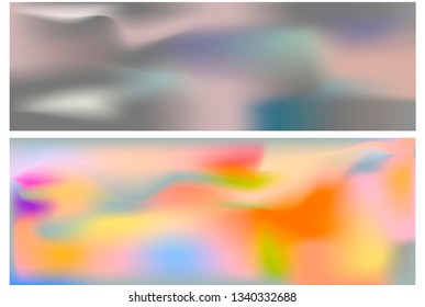 Abstract blurred gradient mesh background in bright rainbow colors. Colorful smooth banner template. Easy editable soft colored vector illustration in EPS10 without transparency. 