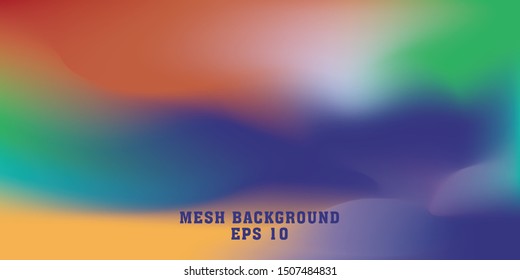 Abstract blurred gradient mesh background in bright rainbow colors. Colorful smooth banner template. Easy editable soft colored vector illustration in EPS10 without transparency.