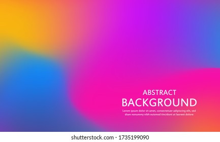 Abstract blurred gradient mesh background in bright rainbow colors. Colorful smooth banner template. Easy editable soft colored vector illustration 