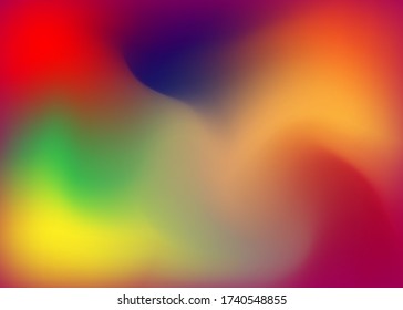 Abstract blurred gradient mesh background in bright rainbow colors. Colorful smooth banner template. Easy editable soft colored vector illustration in EPS10