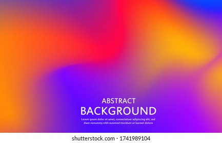Abstract blurred gradient mesh background in bright rainbow colors. Colorful smooth banner template. Easy editable soft colored vector illustration