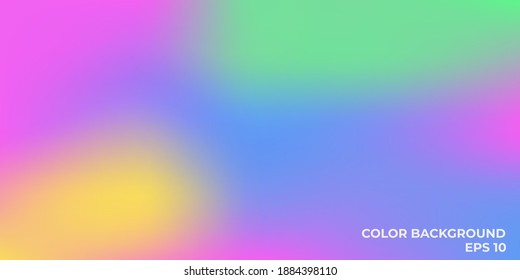 Abstract blurred gradient mesh background in bright rainbow colors. Colorful smooth banner template. Vector illustration