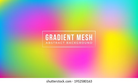Abstract blurred gradient mesh background in vivid rainbow colors. Colorful smooth banner template. Easy editable soft colored vector illustration in EPS10