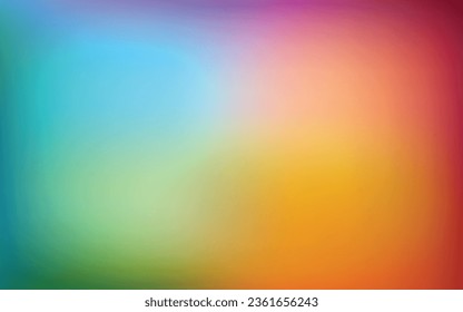 Abstract blurred gradient mesh background in bright rainbow colors. Colorful smooth banner template. Easy editable soft colored vector illustration in EPS8 without transparency.