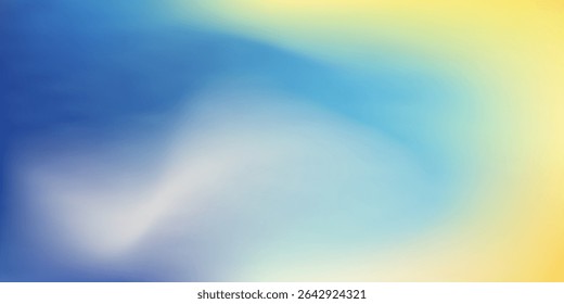 Abstract blurred gradient mesh background in blue and yellow colors of national flag of Ukraine. Poster or banner template.