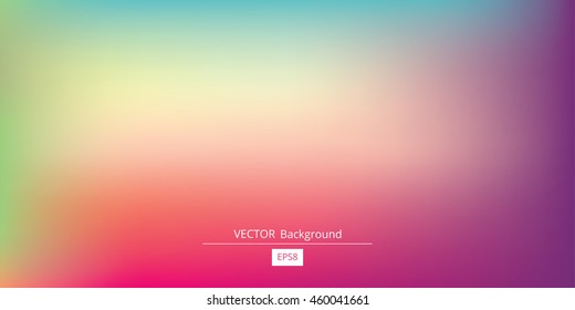 Abstract blurred gradient mesh background in bright rainbow colors. Colorful smooth banner template. Easy editable soft colored vector illustration in EPS8 without transparency.