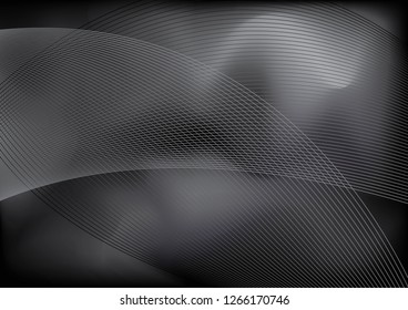 Abstract blurred gradient mesh 
dark background in black. with line art in EPS10 - Vector