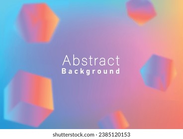 Abstract blurred gradient pastel color background and cube shape objects, vector illustration template for backdrop, poster, web banner.
