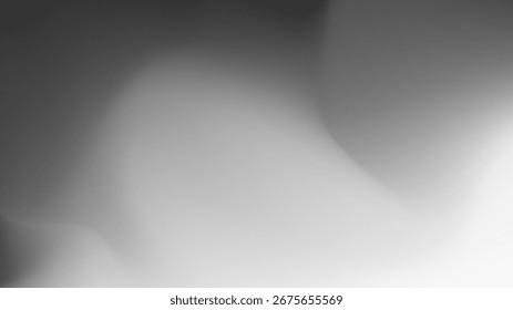 Abstract blurred grayscale image features smooth, flowing shapes that blend light gray and dark gray tones to create a minimalist and modern design with a soft, dreamy feel