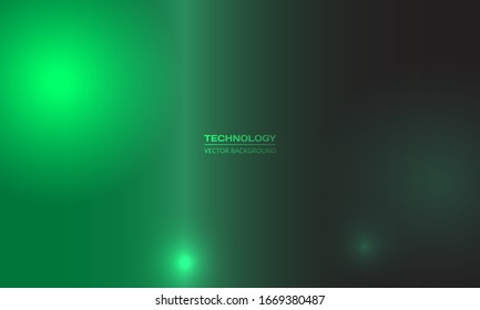 Borroso fondo de la tecnología de degradado verde con brillantes luces y resplandor. Plantilla abstracta colorida con efecto desenfocado en un diseño horizontal moderno. Ilustración vectorial.