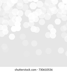 Abstract blurred illustration. Vector bokeh background. Festive defocused white lights.