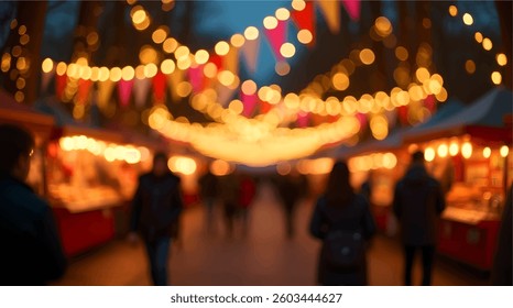 Abstract Blurred image of Night Festival in garden with bokeh for background usage. (vintage tone)