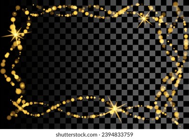 Abstract blurred light element that can be used for cover decoration or background. Sparkle, gold bokeh, frame bokeh