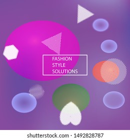 Abstract blurred mesh background. Commercial backdrop with colored bubbles and white shapes. Vector illustration pastel. Violet trendy soft blurred forms and elegant smooth blend.