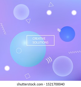 Abstract blurred mesh background. Commercial backdrop with colored bubbles and white shapes. Vector illustration theme. Violet celebration template for your graphic design, user interface or app.