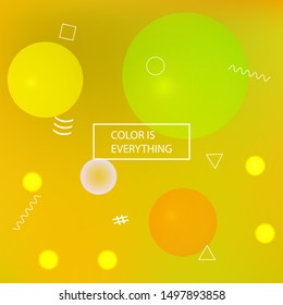 Abstract blurred mesh background. Flat backdrop with colored bubbles and white shapes. Vector illustration space. Yellow celebration template for your graphic design, user interface or app.