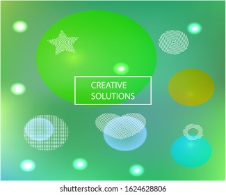 Abstract blurred mesh background. Fluid backdrop with colored bubbles and white shapes. Vector illustration pastel. Yellow celebration template for your graphic design, user interface or app.