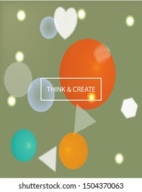 Abstract blurred mesh background. Fresh backdrop with colored bubbles and white shapes. Vector illustration layout. Green celebration template for your graphic design, user interface or app.