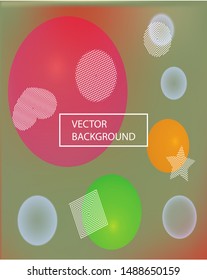 Abstract blurred mesh background. Light backdrop with colored bubbles and white shapes. Vector illustration pastel. Green celebration template for your graphic design, user interface or app.