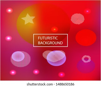 Abstract blurred mesh background. Light backdrop with colored bubbles and white shapes. Vector illustration pastel. Red celebration template for your graphic design, user interface or app.