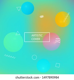 Abstract blurred mesh background. Vector illustration theme. Futuristic backdrop with colored bubbles and white shapes. Blue celebration template for your graphic design, user interface or app.