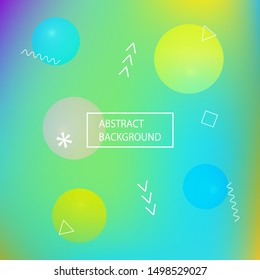 Abstract blurred mesh background. Vector illustration concept. Flat backdrop with colored bubbles and white shapes. Blue celebration template for your graphic design, user interface or app.