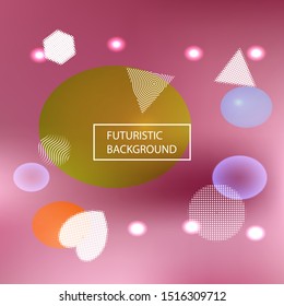 Abstract blurred mesh background. Vector illustration concept. Liquid backdrop with colored bubbles and white shapes. Pink celebration template for your graphic design, user interface or app.