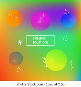 Abstract blurred mesh background. Vector illustration art. Colorful backdrop with colored bubbles and white shapes. Green celebration template for your graphic design, user interface or app.