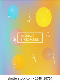 Abstract blurred mesh background. Vector illustration vintage. Dynamic backdrop with colored bubbles and white shapes. Blue celebration template for your graphic design, user interface or app.