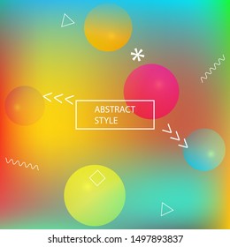 Abstract blurred mesh background. Vibrant backdrop with colored bubbles and white shapes. Vector illustration flyer. Yellow celebration template for your graphic design, user interface or app.