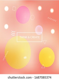 Abstract blurred mesh background. Vibrant backdrop with colored bubbles and white shapes. Vector illustration theme. Yellow celebration template for your graphic design, user interface or app.