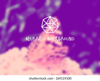 Abstract blurred natural background. Soft background with linear logotype, hipster thin label