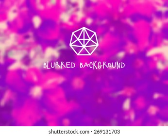 Abstract blurred natural background. Soft background with linear logotype, hipster thin label