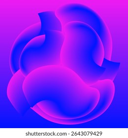 Abstract blurred neon light blue purple pink color gradient background. Textured backdrop. Digital screen saver. Banner. NFT card. Cover design. Gaming device template. Fluid Electrifying shade bubble