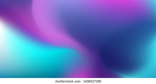 Abstract Blurred purple pink and blue teal color gradient background. Beautiful wave backdrop. Vector illustration for your graphic design, banner, poster, card or wallpaper