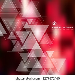 Abstract blurred red background with triangles pattern element technology concept. for cover book, print, ad, brochure, flyer, poster, magazine, cd cover design, t-shirt, Vector Illustration