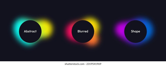 Abstract blurred shapes. Blurred liquid shapes in gradient vibrant colors. Glowing round shapes with blurred edges. Vector