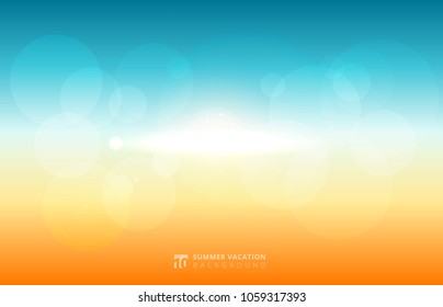 Abstract blurred sky sunlight summer with nature and bokeh sun flare light background. Vector illustration.