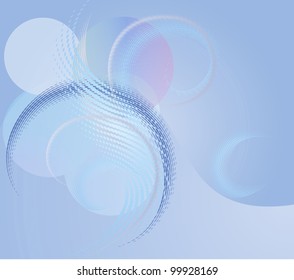 Abstract blurred spots and waves on a blue background