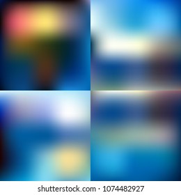 Abstract blurred summer background. Set of gradients. Vector.