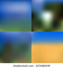 Abstract blurred summer background. Set of gradients. Vector.