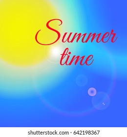 Abstract blurred summer background. Sun and sky. Vector illustration.
