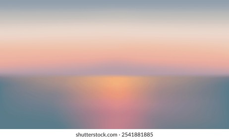 Abstract blurred sunset with ocean gradient landscape desktop wallpaper vector. Sunset with ocean gradient landscape abstract background. Blurred nature sunset gradient desktop wallpaper background