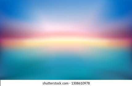 Abstract Blurred Teal Blue Red Pink Yellow Background. Soft Bright Gradient Backdrop With Place For Text. Vector Illustration For Your Graphic Design, Banner, Poster