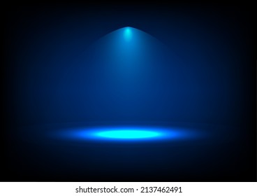 Abstract blurred technology background. Stage lights. Projector in the dark. Blue spotlight strike through the darkness. Hitech communication concept innovation design