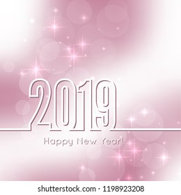 Abstract blurred vector background. Happy New Year 2019 theme. Round banner with rays.