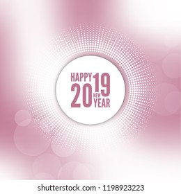 Abstract blurred vector background. Happy New Year 2019 theme. Round banner with rays.